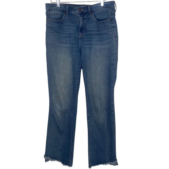 Sofia Aura High Rise Skinny Kick Boot Jeans Womens Size 10 Medium Wash Frayed He - Picture 4 of 15